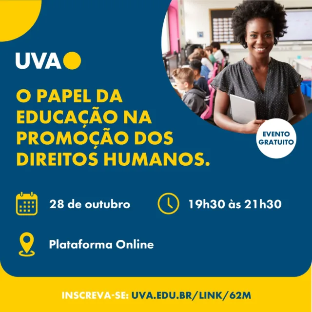 O evento promove uma discussão sobre a formação de cidadãos críticos e conscientes, comprometidos com a luta por seus direitos e deveres, atuando como promotores de igualdade, justiça social e respeito à diversidade. Também serão abordadas estratégias pedagógicas que facilitam a inserção dos direitos humanos no ambiente escolar, visando tornar a educação um instrumento de transformação social e inclusão.

Faça sua inscrição pelo link na bio! 

#UVA #Evento #Educação #DireitosHumanos #Pedagogia