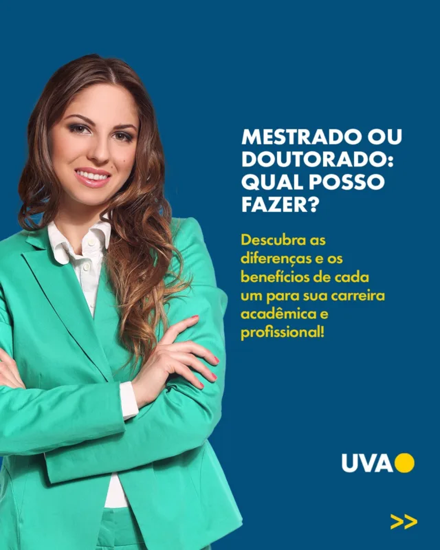 Está em dúvida entre Mestrado e Doutorado? No carrossel de hoje, explicamos as diferenças e benefícios de cada um para ajudar você a decidir qual é o melhor caminho para a sua carreira acadêmica e profissional. Venha descobrir os programas de Pós-Graduação da UVA e alcance seus objetivos com excelência! 🌟🎓

#Mestrado #Doutorado #UVA #EducaçãoDeQualidade #CarreiraAcadêmica