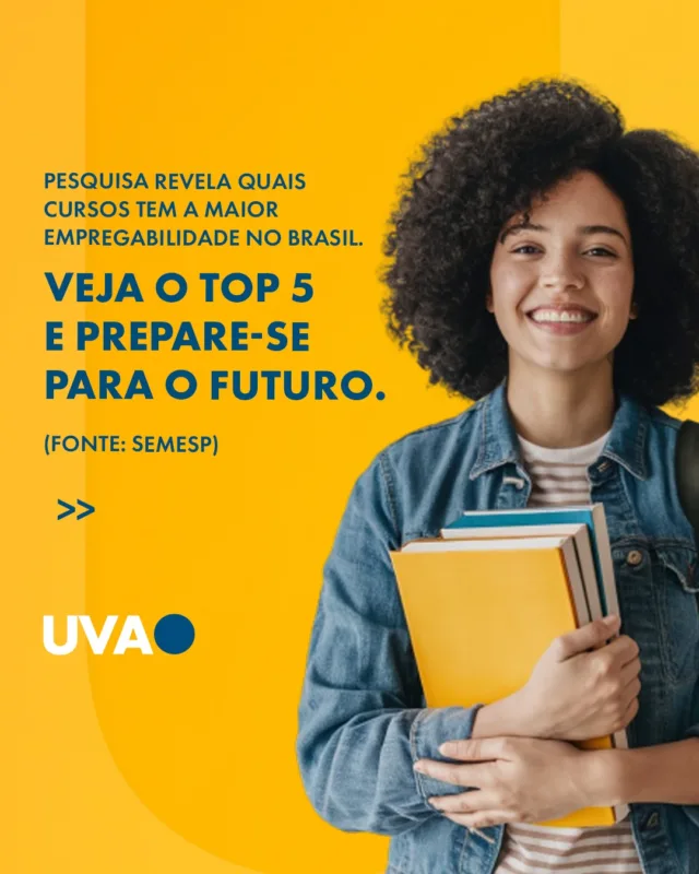 Os cursos da UVA estão entre os mais requisitados pelo mercado! Com 92% de empregabilidade em Medicina e alta demanda em TI, Odontologia e outras áreas, você estará pronto para atuar onde as oportunidades são reais. 

Vem para a UVA, onde teoria e prática se encontram, e seja o profissional que o mercado está buscando!

#Empregabilidade #LiderançaNoMercado #SuaCarreiraComeçaAqui #UVA