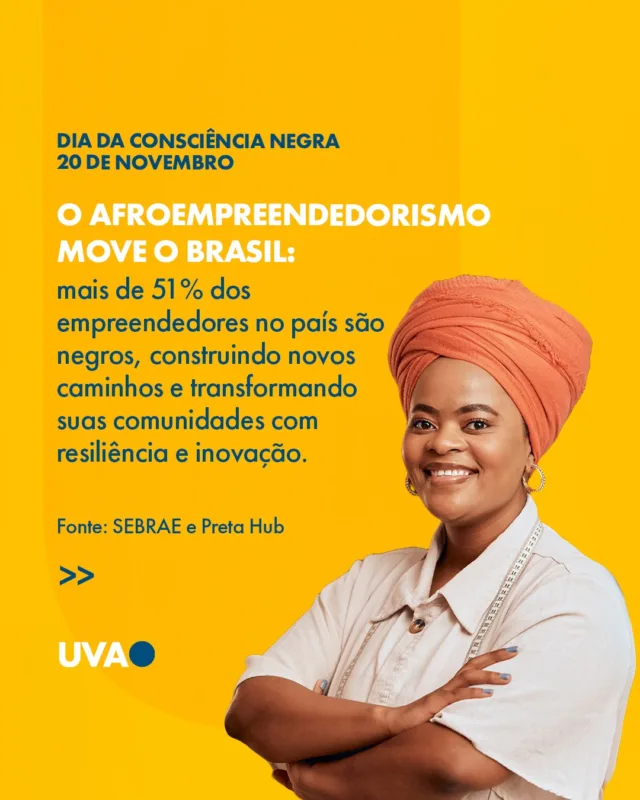 🖤 No Dia da Consciência Negra, refletimos sobre o impacto transformador do afroempreendedorismo no Brasil. Histórias de inovação, superação e pertencimento constroem um futuro mais justo. Marque aqui um afroempreendedor ou um negócio feito por pessoas negras que você admira e quer que mais pessoas conheçam. 

#ConsciênciaNegra #Afroempreendedorismo #BlackMoney #Inclusão #Empreendedorismo #UVA