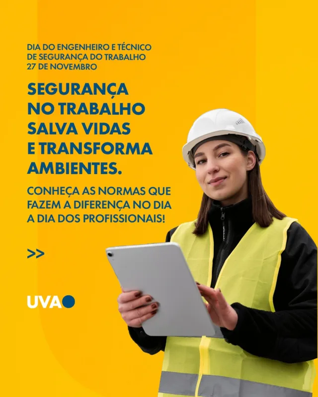 Hoje é o Dia do Engenheiro e Técnico de Segurança do Trabalho, profissionais que garantem ambientes mais seguros e protegem vidas todos os dias! 🚧👷‍♂️ Descubra as principais normas que transformam o trabalho em segurança: NR-10, NR-12 e NR-35. Valorize quem faz a diferença! 💪

#UVA #SegurançaNoTrabalho #NR10 #NR12 #NR35 #DiaDoEngenheiroDeSegurança #DiaDoTécnicoDeSegurança